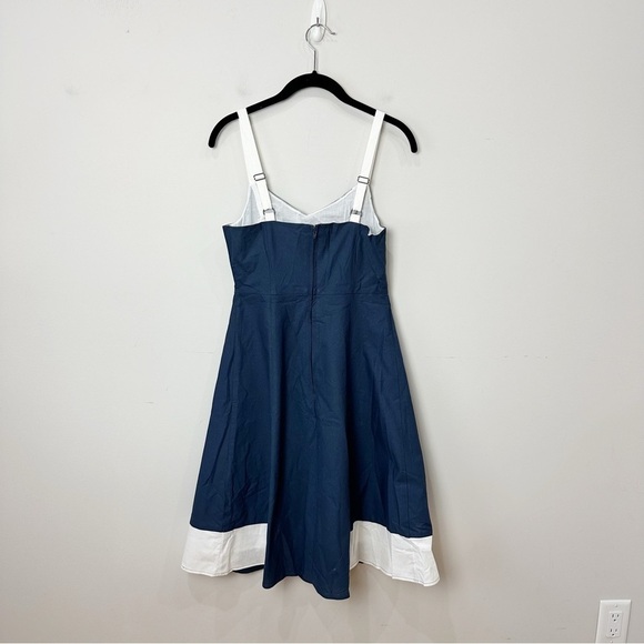 ModCloth Yours To Adore Dress Blue White Rockabilly PinUp Bow Front Fit n Flare - Picture 4 of 7